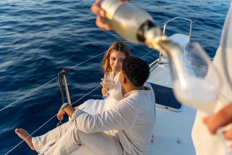 Barcelona: Catamaran Cruise w/ Sailing, Wine, & Tapa - Swimming time in the Mediterranean