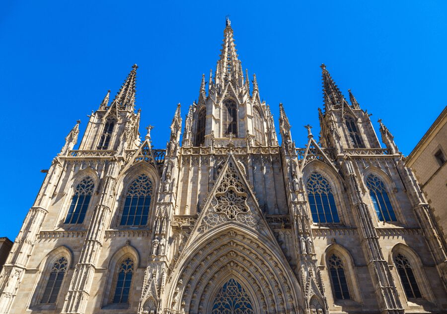Barcelona Cathedral: Ticket, Guided Tour and VR Experience - The cloister, geese, fountains, and Saint Lucia