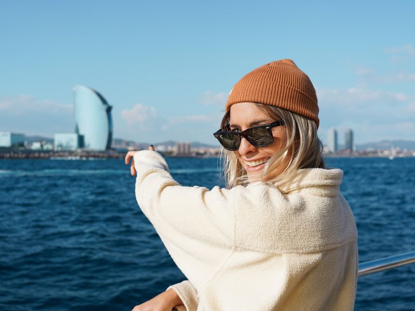 Barcelona: Daytime or Sunset Catamaran Cruise with Music - The Bar, Seating, and Onboard Atmosphere