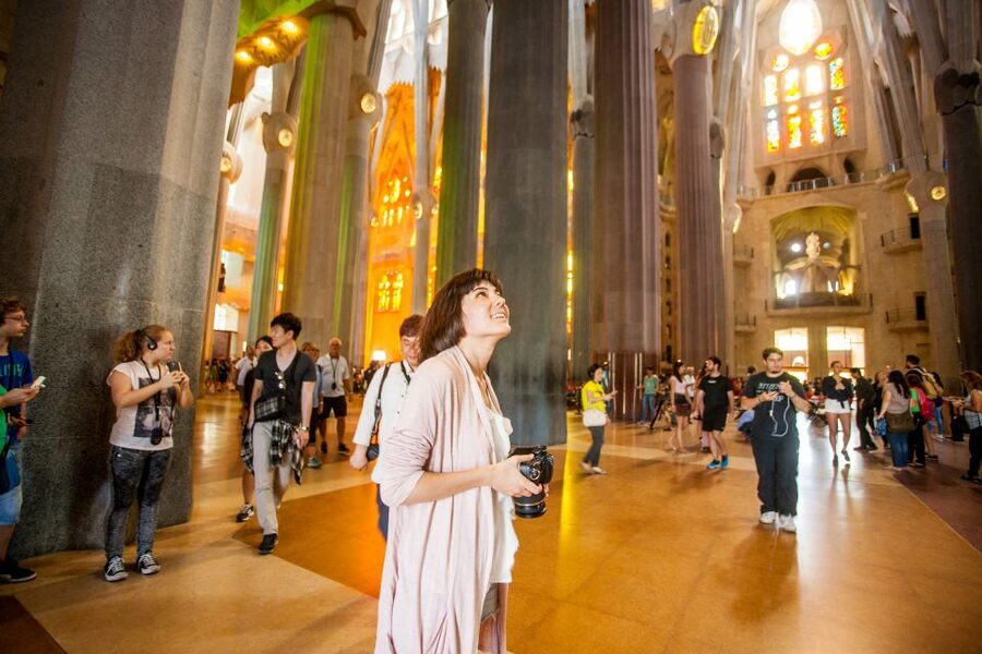 Barcelona: Sagrada Familia Entry Ticket with Audio Guide - Inside the basilica: columns, light, and scale