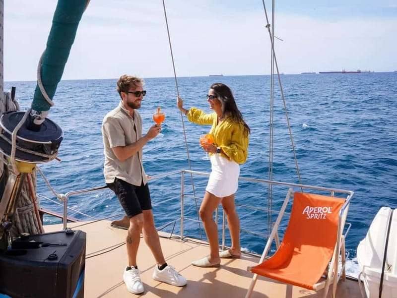 Barcelona: Wooden Boat Sailing with Tapa and Welcome Drink - Barcelona from the deck of a wooden schooner