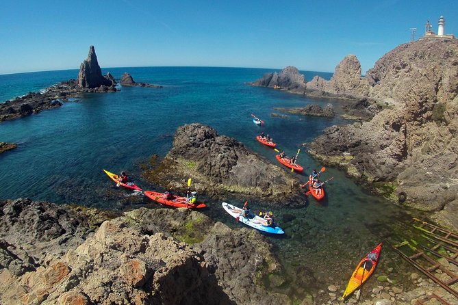 Cabo de Gata Active. Guided kayak and snorkel route through coves of the Natural Park - What the three-hour route is likely to feel like