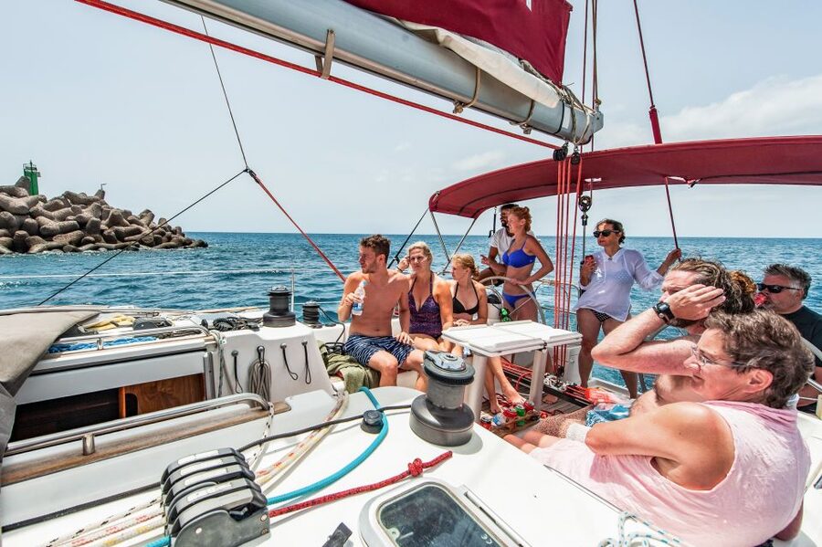 Fuerteventura: Sailing with Snorkeling and Dolphin Watching - Tapas, local food, and a drink on deck