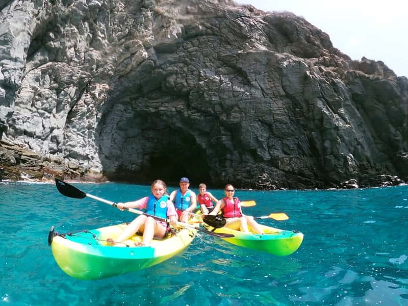 Los Cristianos: Kayak and Snorkel with Turtles and Photos - What the volcanic coast looks like from the water