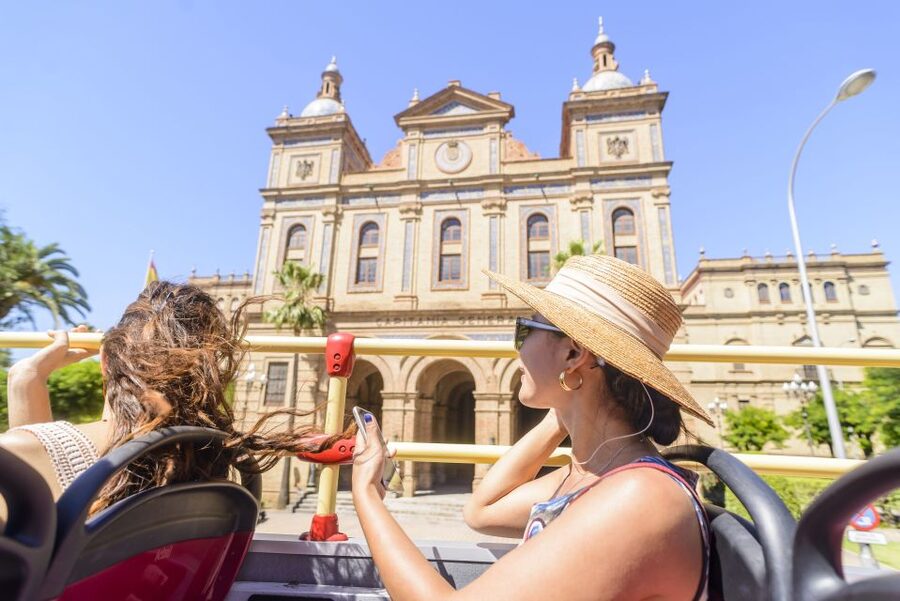 Seville: City Sightseeing Hop-On Hop-Off Bus Tour - Stops 1 to 5, the river, Plaza de España, and the southern parks